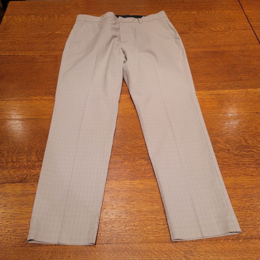 Bonobos Weekday Warrior Friday Athletic Fit Dress Pants Chino Beige Plaid 32x30